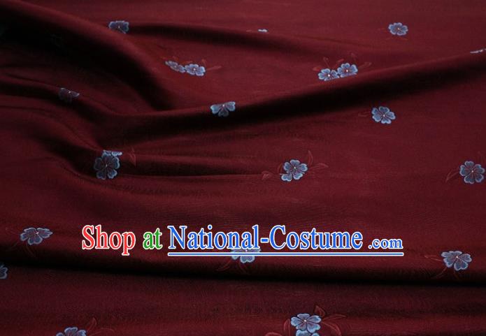 Chinese Classical Blossom Pattern Design Purplish Red Brocade Silk Fabric DIY Satin Damask Asian Traditional Qipao Dress Tapestry Material