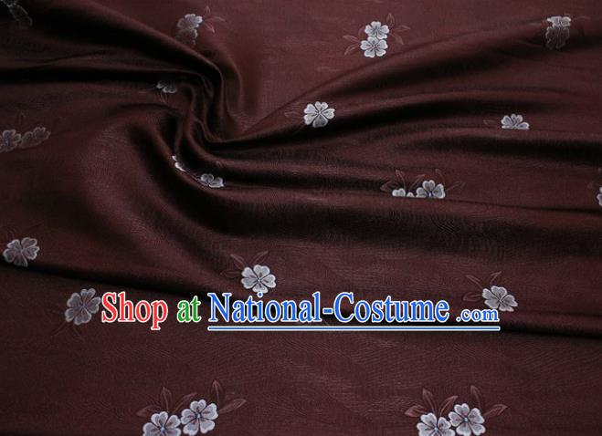 Chinese Classical Blossom Pattern Design Deep Brown Brocade Silk Fabric DIY Satin Damask Asian Traditional Qipao Dress Tapestry Material