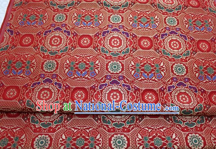 Chinese Classical Pattern Design Red Nanjing Brocade Asian Traditional Tapestry Mongolian Robe Material DIY Satin Damask Silk Fabric