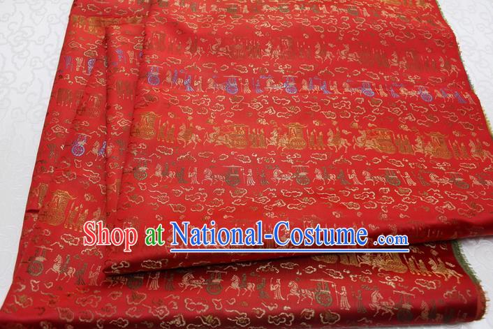 Chinese Tang Suit Classical Gharry Pattern Design Red Nanjing Brocade Asian Traditional Tapestry Material DIY Satin Damask Silk Fabric