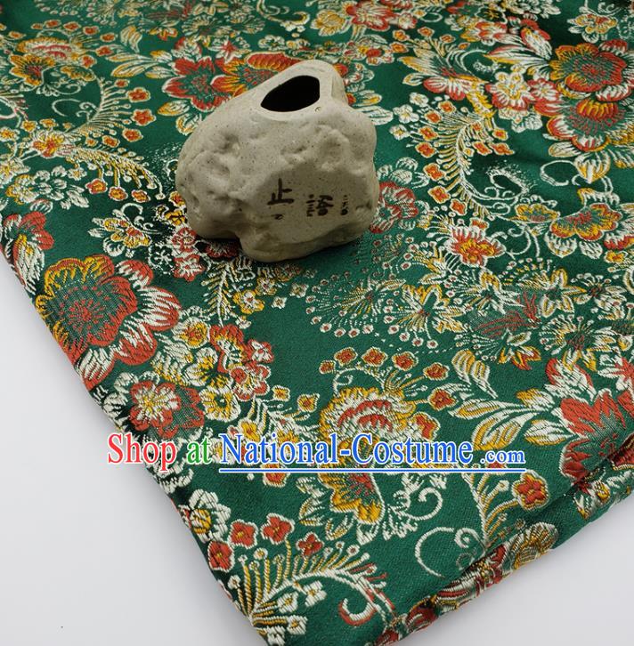 Top Quality Chinese Classical Phoenix Peony Pattern Green Brocade Silk Material Traditional Asian Hanfu Dress Jacquard Cloth Traditional Satin Fabric