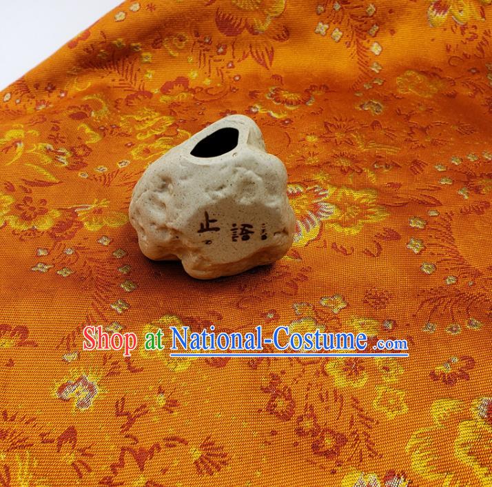 Top Quality Chinese Classical Phoenix Peony Pattern Orange Brocade Silk Material Traditional Asian Hanfu Dress Jacquard Cloth Traditional Satin Fabric