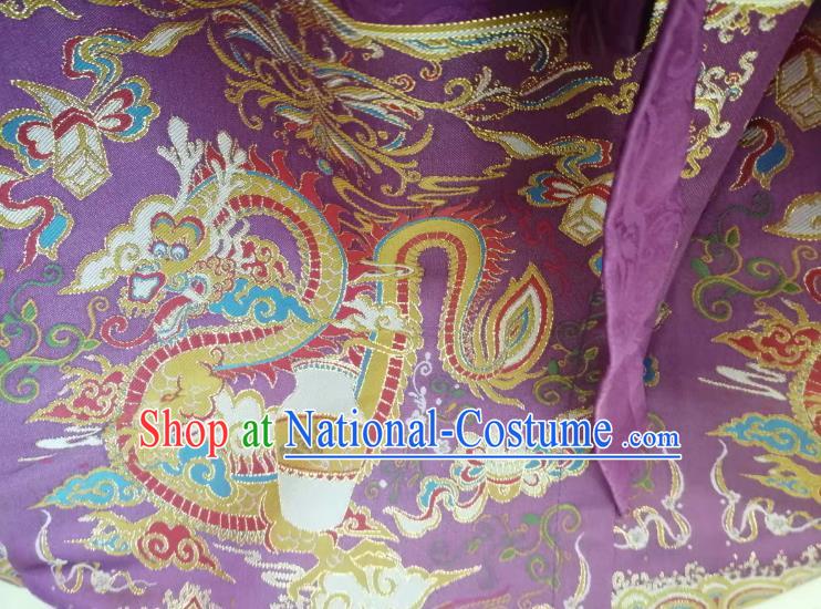 Top Quality Chinese Classical Dragon Pattern Purple Blended Material Traditional Asian Traditional Curtain Jacquard Cloth Fabric