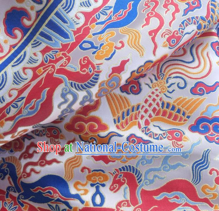 Top Quality Chinese Classical Phoenix Horse Pattern Pink Brocade Material Asian Satin Traditional Curtain Jacquard Cloth Fabric