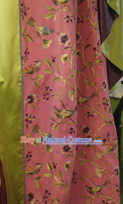 Top Quality Chinese Classical Flowers Birds Pattern Embroidered Cotton Material Asian Traditional Curtain Cloth Fabric