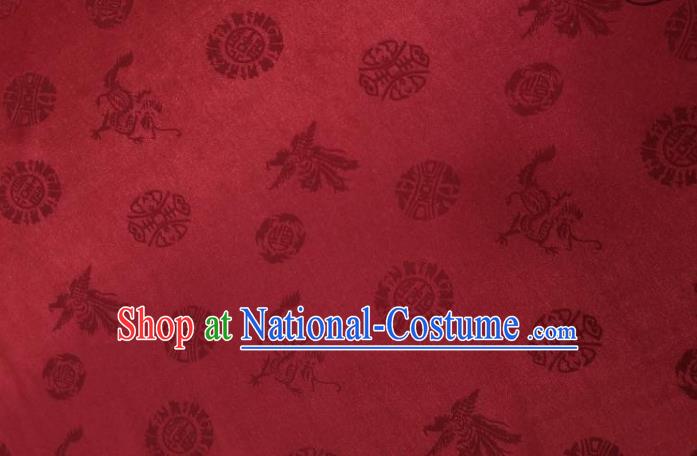 Top Quality Chinese Classical Dragon Phoenix Pattern Red Silk Material Traditional Asian Hanfu Dress Jacquard Cloth Traditional Satin Fabric