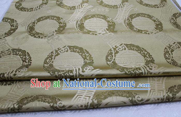 Chinese Mongolian Robe Classical Pattern Design Khaki Brocade Asian Traditional Tapestry Material DIY Satin Damask Silk Fabric