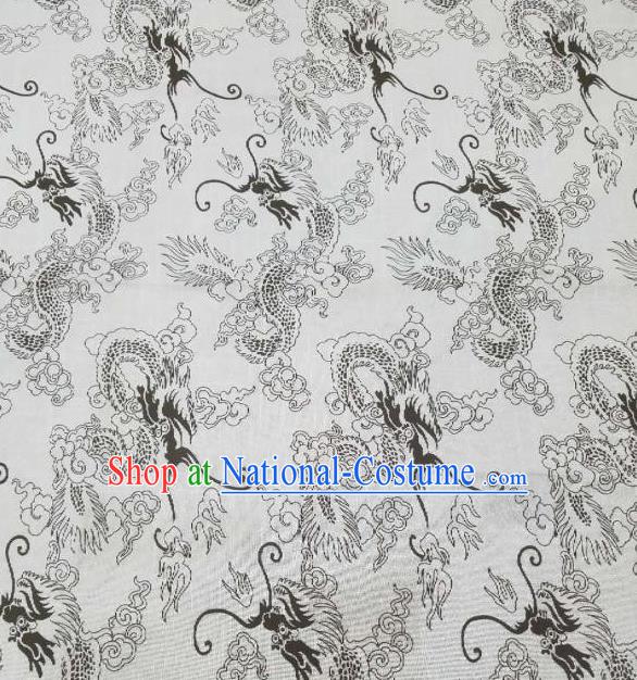 Top Quality Chinese Classical Dragon Pattern White Flax Material Traditional Asian Hanfu Dress Jacquard Cloth Traditional Linen Fabric