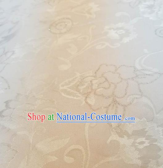 Top Quality Chinese Classical Osmanthus Pattern White Silk Material Traditional Asian Hanfu Dress Jacquard Cloth Traditional Satin Fabric