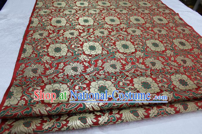 Chinese Mongolian Robe Classical Chrysanthemum Pattern Design Dark Red Brocade Asian Traditional Tapestry Material DIY Satin Damask Silk Fabric