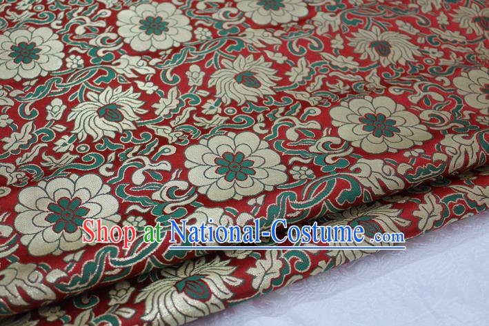 Chinese Mongolian Robe Classical Chrysanthemum Pattern Design Dark Red Brocade Asian Traditional Tapestry Material DIY Satin Damask Silk Fabric