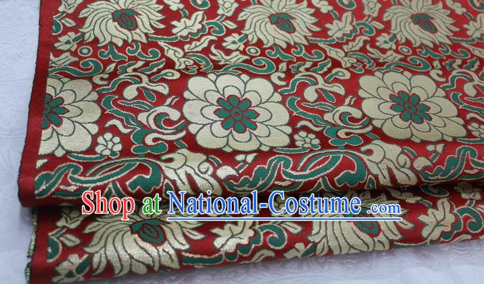 Chinese Mongolian Robe Classical Chrysanthemum Pattern Design Dark Red Brocade Asian Traditional Tapestry Material DIY Satin Damask Silk Fabric