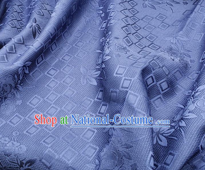 Chinese Traditional Rose Pattern Design Navy Satin Jacquard Fabric Traditional Asian Hanfu Dress Cloth Tapestry Silk Material