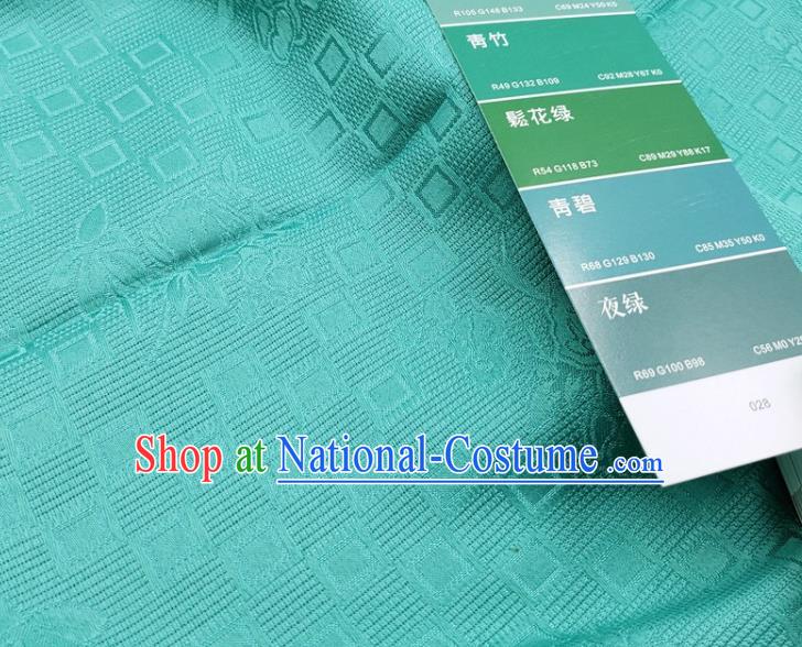 Chinese Traditional Rose Pattern Design Green Satin Jacquard Fabric Traditional Asian Hanfu Dress Cloth Tapestry Silk Material