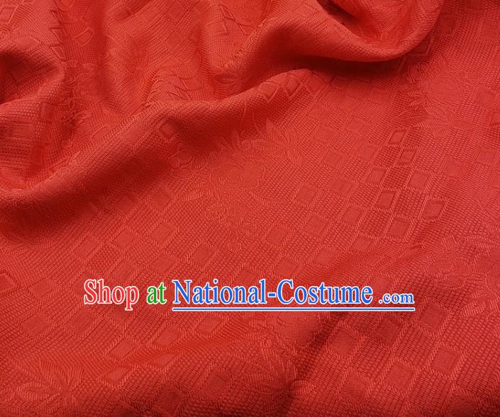 Chinese Traditional Rose Pattern Design Red Satin Jacquard Fabric Traditional Asian Hanfu Dress Cloth Tapestry Silk Material