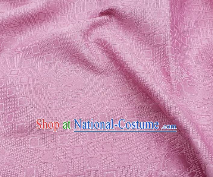 Chinese Traditional Rose Pattern Design Pink Satin Jacquard Fabric Traditional Asian Hanfu Dress Cloth Tapestry Silk Material