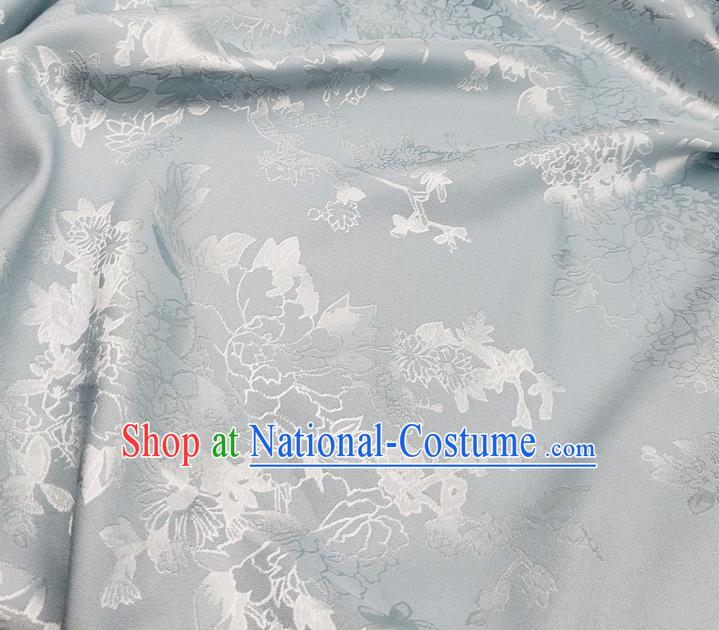 Top Quality Chinese Traditional Azalea Pattern Design Gray Satin Fabric Traditional Asian Hanfu Dress Cloth Silk Material Jacquard Tapestry