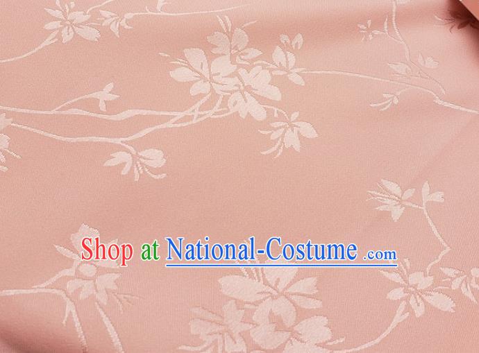 Top Quality Chinese Classical Flowers Pattern Orange Silk Material Traditional Asian Hanfu Dress Jacquard Cloth Traditional Satin Fabric