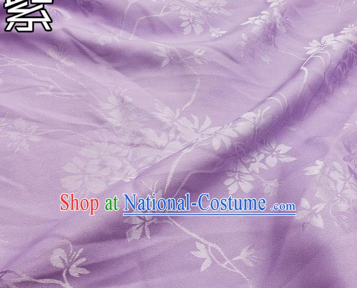 Top Quality Chinese Classical Flowers Pattern Lilac Silk Material Traditional Asian Hanfu Dress Jacquard Cloth Traditional Satin Fabric