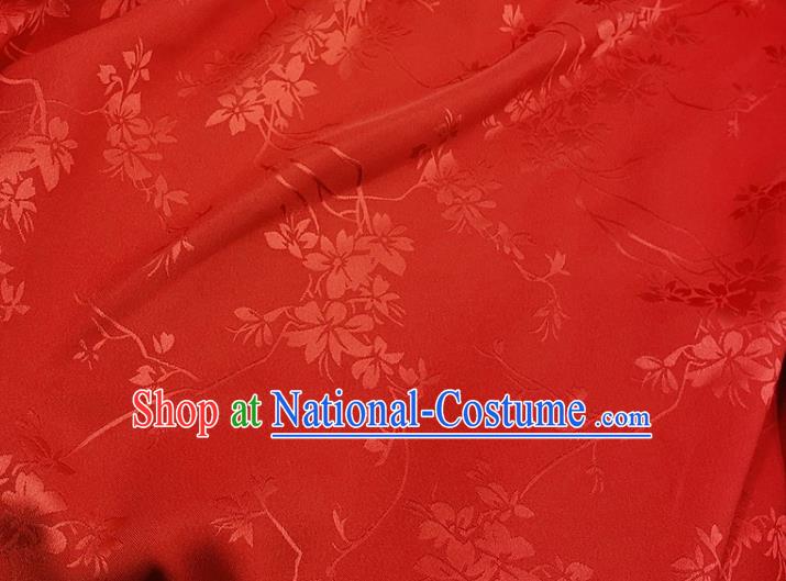 Top Quality Chinese Classical Flowers Pattern Red Silk Material Traditional Asian Hanfu Dress Jacquard Cloth Traditional Satin Fabric