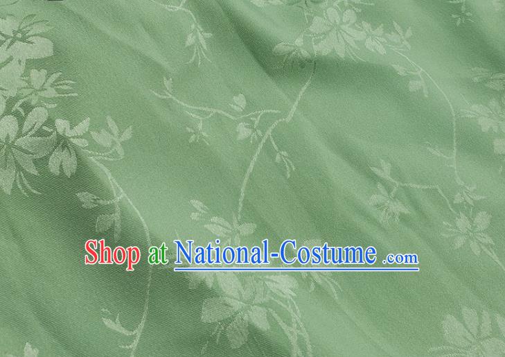 Top Quality Chinese Classical Flowers Pattern Light Green Silk Material Traditional Asian Hanfu Dress Jacquard Cloth Traditional Satin Fabric