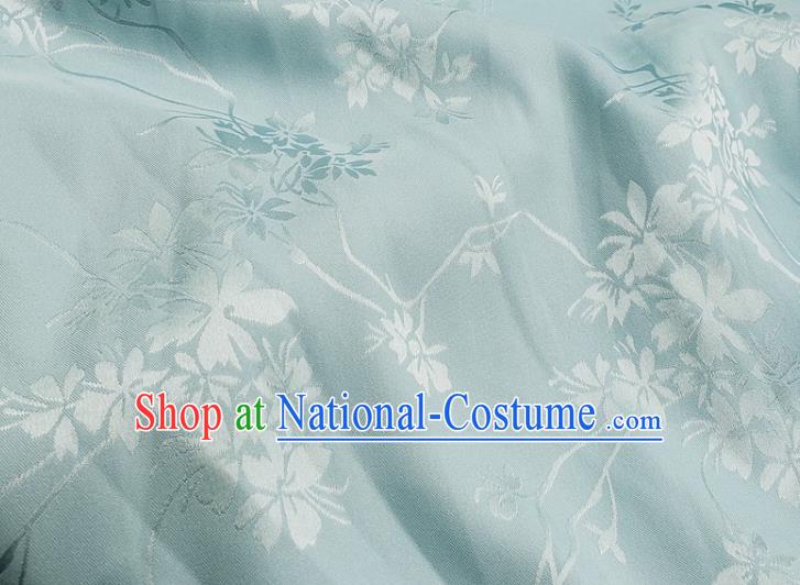 Top Quality Chinese Classical Flowers Pattern Light Blue Silk Material Traditional Asian Hanfu Dress Jacquard Cloth Traditional Satin Fabric