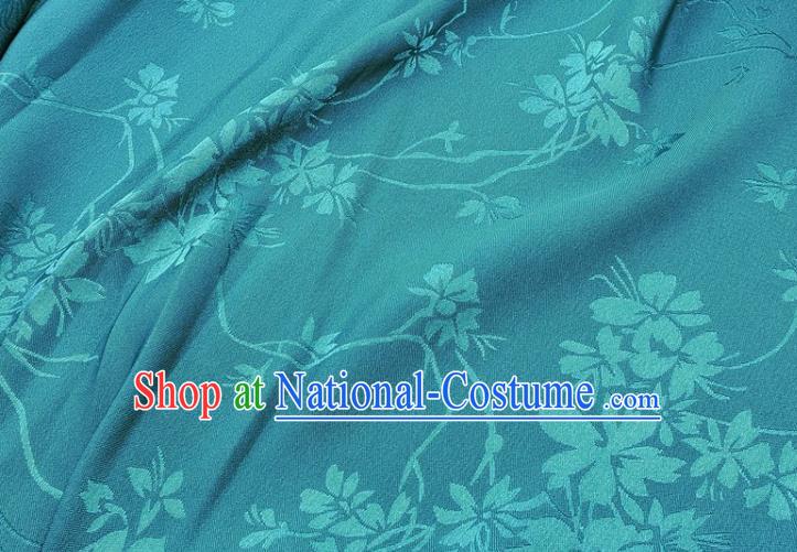 Top Quality Chinese Classical Flowers Pattern Teal Silk Material Traditional Asian Hanfu Dress Jacquard Cloth Traditional Satin Fabric