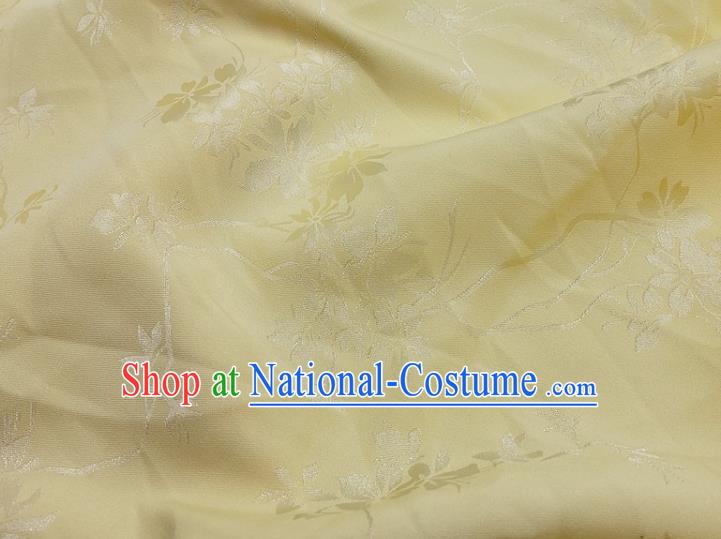 Top Quality Chinese Classical Flowers Pattern Yellow Silk Material Traditional Asian Hanfu Dress Jacquard Cloth Traditional Satin Fabric