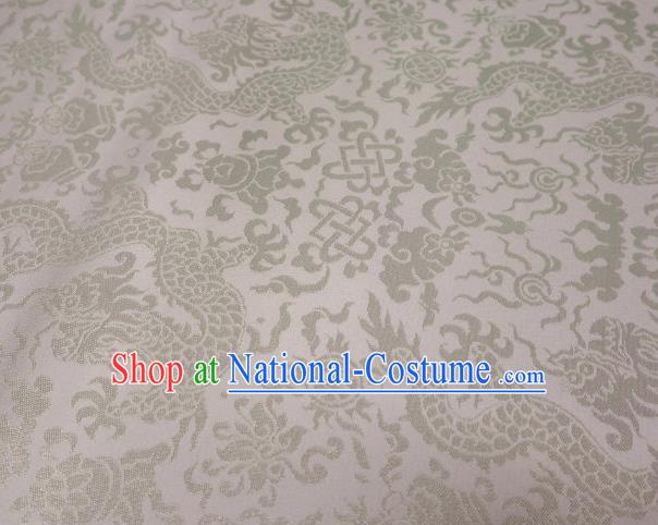 Chinese Classical Imperial Dragon Pattern Design White Brocade Fabric Asian Traditional Tapestry Satin Material DIY Cloth Damask