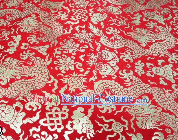 Chinese Classical Imperial Dragon Pattern Design Red Brocade Fabric Asian Traditional Tapestry Satin Material DIY Cloth Damask