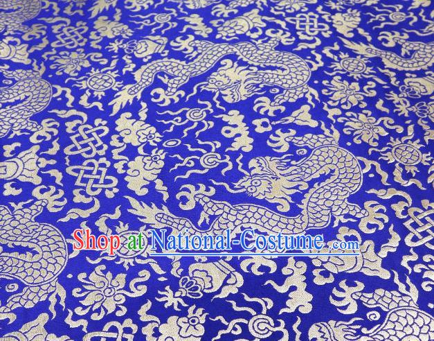 Chinese Classical Imperial Dragon Pattern Design Royalblue Brocade Fabric Asian Traditional Tapestry Satin Material DIY Cloth Damask