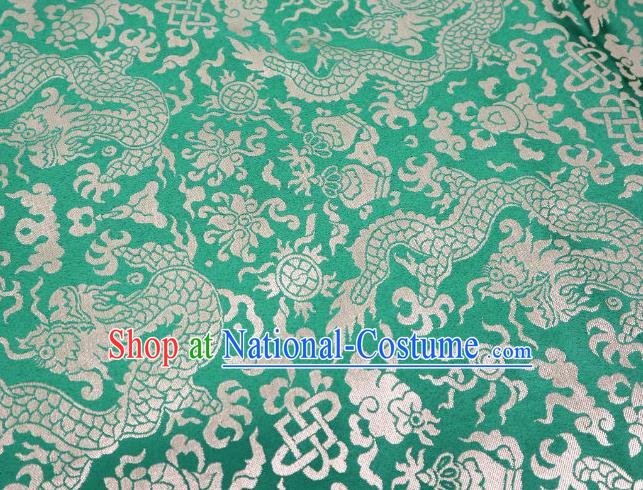 Chinese Classical Imperial Dragon Pattern Design Green Brocade Fabric Asian Traditional Tapestry Satin Material DIY Cloth Damask