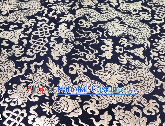 Chinese Classical Imperial Dragon Pattern Design Black Brocade Fabric Asian Traditional Tapestry Satin Material DIY Cloth Damask