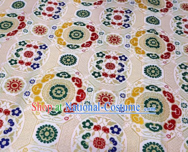 Chinese Classical Imperial Lucky Pattern Design White Brocade Fabric Asian Traditional Tapestry Satin Material DIY Tibetan Cloth Damask