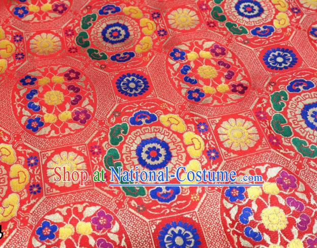 Chinese Classical Imperial Lucky Pattern Design Red Brocade Fabric Asian Traditional Tapestry Satin Material DIY Tibetan Cloth Damask