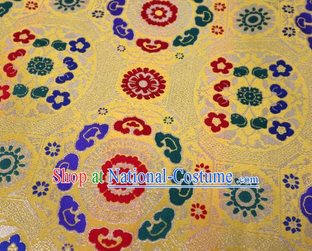 Chinese Classical Imperial Lucky Pattern Design Yellow Brocade Fabric Asian Traditional Tapestry Satin Material DIY Tibetan Cloth Damask