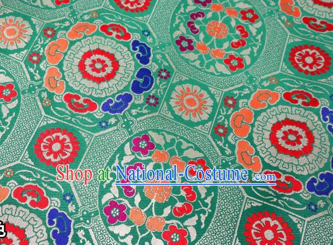 Chinese Classical Imperial Lucky Pattern Design Green Brocade Fabric Asian Traditional Tapestry Satin Material DIY Tibetan Cloth Damask