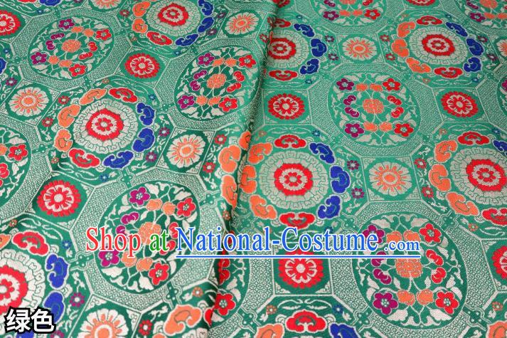 Chinese Classical Imperial Lucky Pattern Design Green Brocade Fabric Asian Traditional Tapestry Satin Material DIY Tibetan Cloth Damask