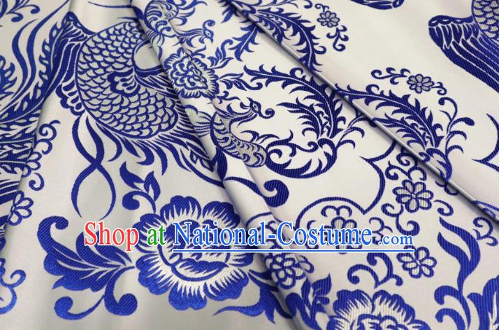 Chinese Classical Imperial Dragon Pattern Design White Brocade Cheongsam Fabric Asian Traditional Tapestry Satin Material DIY Cloth Damask