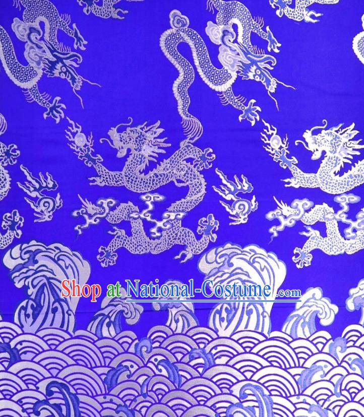 Chinese Classical Dragon Pattern Design Royalblue Brocade Cheongsam Fabric Asian Traditional Tapestry Satin Material DIY Imperial Cloth Damask