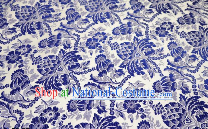 Chinese Classical Ananas Pattern Design White Brocade Cheongsam Fabric Asian Traditional Tapestry Satin Material DIY Imperial Cloth Damask