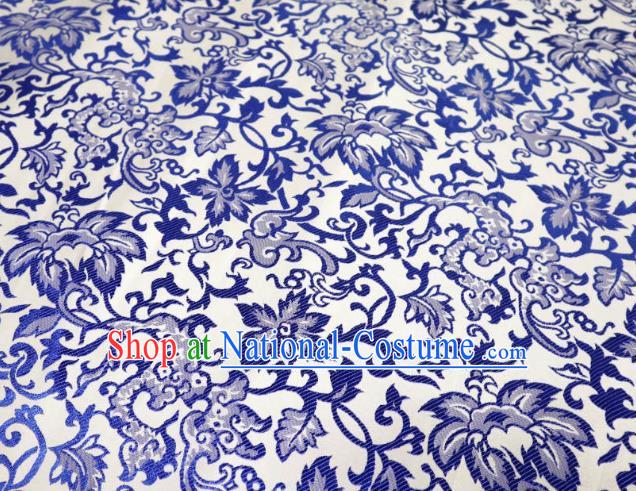 Chinese Classical Twine Pattern Design White Brocade Cheongsam Fabric Asian Traditional Tapestry Satin Material DIY Imperial Cloth Damask