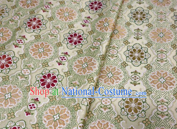 Top Quality Japanese Classical Daisy Pattern Light Golden Satin Material Asian Traditional Brocade Kimono Belt Nishijin Cloth Fabric