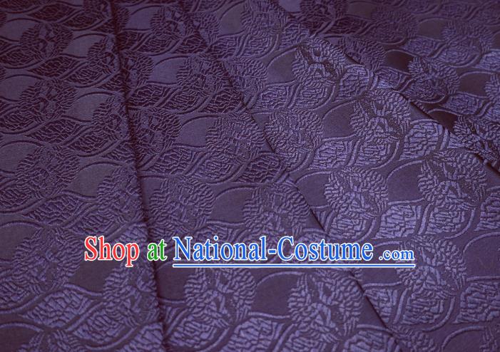 Top Quality Japanese Classical Double Cranes Pattern Purple Satin Material Asian Traditional Brocade Kimono Belt Nishijin Cloth Fabric