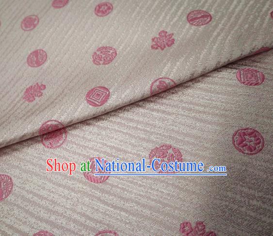 Top Quality Japanese Classical Pattern White Satin Material Asian Traditional Brocade Kimono Nishijin Tapestry Cloth Fabric