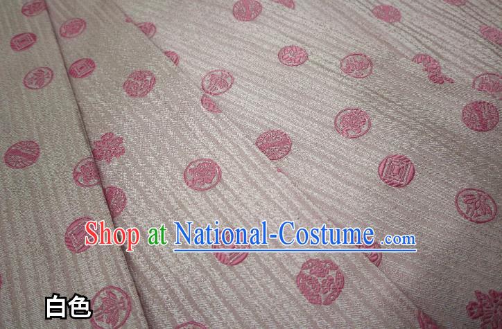 Top Quality Japanese Classical Pattern White Satin Material Asian Traditional Brocade Kimono Nishijin Tapestry Cloth Fabric