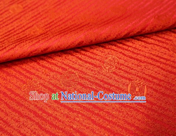 Top Quality Japanese Classical Pattern Red Satin Material Asian Traditional Brocade Kimono Nishijin Tapestry Cloth Fabric