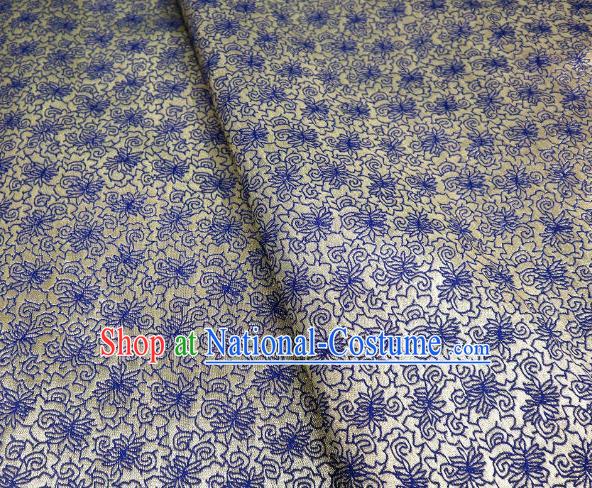 Chinese Classical Sesame Flower Pattern Design Blue Brocade Fabric Asian Traditional Tapestry Material DIY Satin Cloth Damask