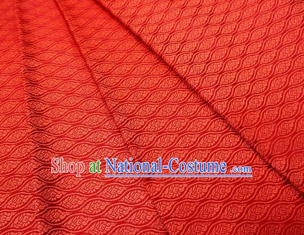 Top Quality Japanese Classical Leaf Pattern Red Satin Material Asian Traditional Brocade Kimono Nishijin Tapestry Cloth Fabric