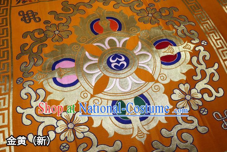 Chinese Buddhism Classical Pattern Design Golden Brocade Fabric Asian Traditional Tapestry Satin Material DIY Tibetan Cloth Damask